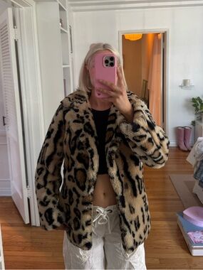 Blank NYC faux fur leopard jacket